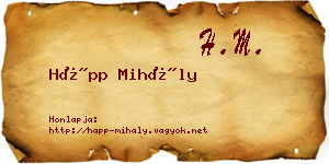 Hápp Mihály névjegykártya